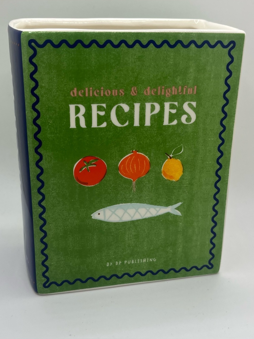 Target Bullseye's Playground Ceramic Kitchen Utensil Holder 6"H "RECIPES" (NEW)